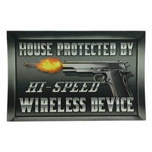 HOUSE PROTECTED BY HI-SPEED Warning Sign  Indoor Outdoor Rubber Mat 17 x... - £24.20 GBP
