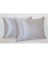 Silver High Quality 2 Pieces of Hidden Zipper Satin Pillow Case - £19.81 GBP+