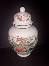 Vintage Japanese Ginger Jar Peacock Floral Hand Painted 6" Lidded Vase J... - $24.00