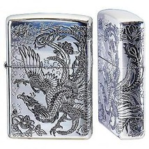 Phoenix Silver 2 Consecutive Sides Etching Zippo Lighter - £83.20 GBP
