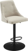 Powell&#39;S Dwight Beige Upholstered Button Tufted Backrest With Black Matte Metal - £80.38 GBP