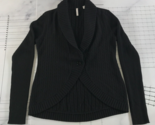Iisli Cardigan Sweater Womens Large Black Buttoned Cable Knit Wool - $37.15