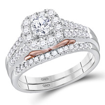 14kt White Gold Round Diamond Bridal Wedding Engagement Ring Band Set 1.00 Ctw - £1,493.29 GBP