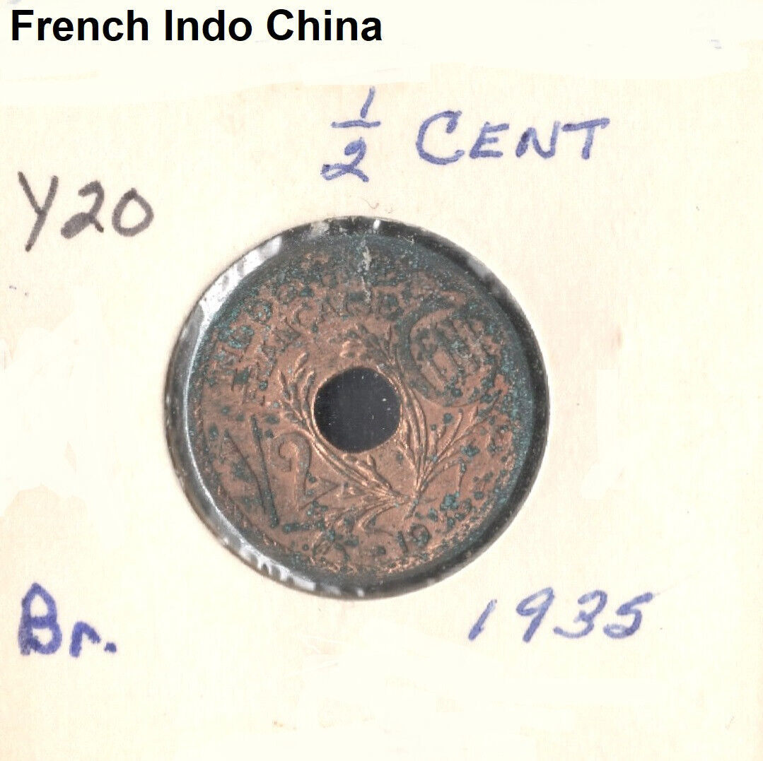 French Indo China 1/2 Centime, 1935, bronze, KM 20 - $5.00