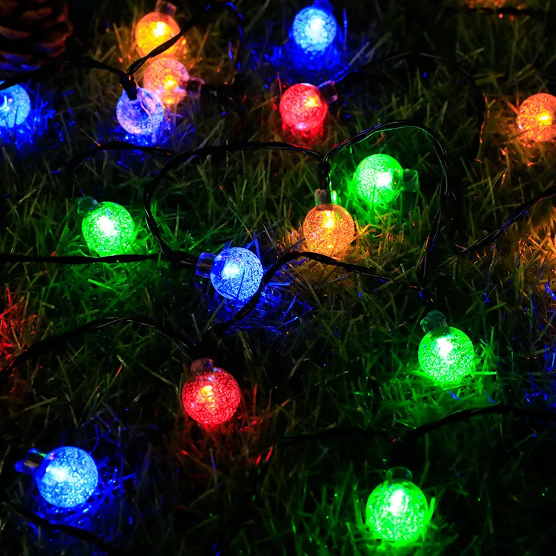 Led Solar Christmas Garden Decoration String Lights Crystal Ball Bubble Ball Lig - £97.09 GBP