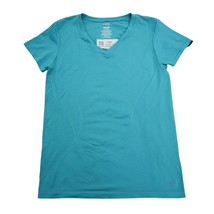 Danskin Shirt Womens L Blue Basic Fitted Short Sleeve VNeck Activewear T... - $18.69