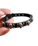 Skull Bracelet Wristband Real Leather Cuff Skull Crossbones Jewellery Br... - £12.44 GBP