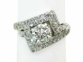 1.08ct tw Natural Diamond Square Cluster Ring 14k White Gold Size 5.5 - £3,597.10 GBP