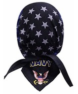 US Navy Skull Cap Doo Rag with SWEATBAND Blue Cotton Bandana - £10.21 GBP