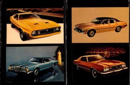 FOUR POSTCARDS-1973 Cars-Thunderbird-Mustang Mach I-Maverick-Gran Torino-BK30 - £6.30 GBP
