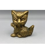 Vintage Brass Cat Kitten Figurine With Bow Decorative Collectible - $11.22