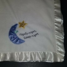Hallmark Nighty-Night Sleep Tight White Fleece Baby Blanket Lovey Blue Moon Star - £15.78 GBP