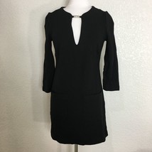 Pippa Womens Dress Black Knit Size 2 Basic Front Pockets Zip Back 3/4 Sl... - $9.89