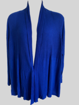 New Kim Rogers 3X Open Flyaway Front Shall Collar Sweater China Blue - £19.39 GBP