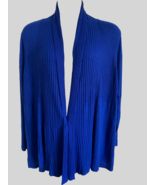 New Kim Rogers 3X Open Flyaway Front Shall Collar Sweater China Blue - £19.40 GBP