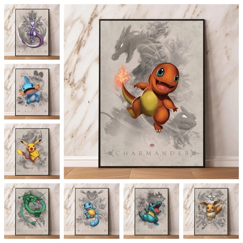 Canvas HD Prints Pokemon Squirtle Kid Action Figures Comics Pictures Classic - £7.47 GBP+