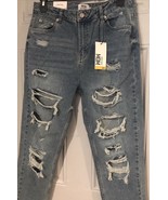 Size 9 High Rise Medium Wash Distressed Mom Jean - $23.00
