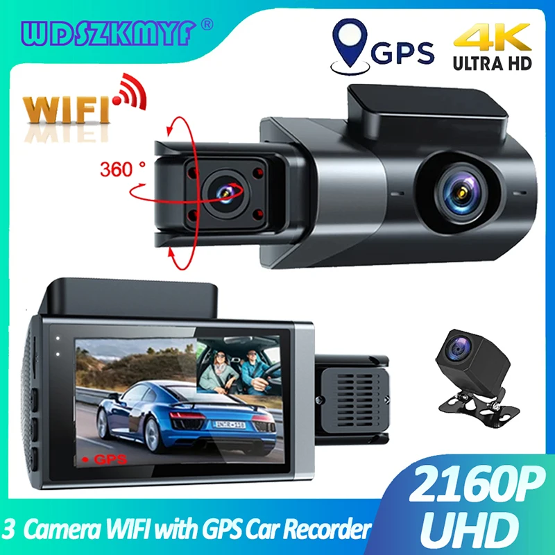 3 Lens WIFI Dash Cam for 3.0 Inch Camera Car DVR 2160P UHD Camera for vehicle - £62.69 GBP+