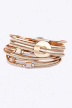 Metallic Double Wrap Leather Bracelet - $16.00