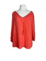 Merona Womens Tunic Top Shirt Size Small Coral Orange Tassel 3/4 Sleeves... - $11.88