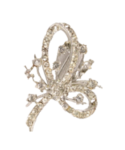 Vintage Rhinestone Pin Brooch Floral and Ribbon Design 1.5 Inches Long WOW! - €5,94 EUR