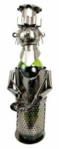Ebros Master Head Chef With Pan &amp; Spatula Steel Metal Wine Bottle Holder - £27.96 GBP