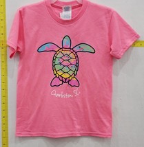 Charleston SC Youth Souvenir &#39;Turtle&#39; Graphic T-Shirt Pink Size S - £10.07 GBP