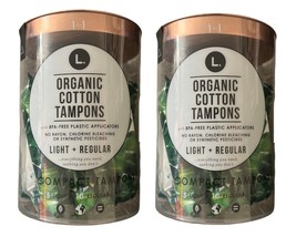 2 Pack L Organic Cotton Tampons 5 Light and 10 Regular Each Compact 30 T... - £14.76 GBP