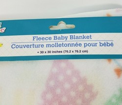 New Angel Of Mine Fleece Baby Blanket 30&quot; X 30&quot; White W/ Elephants Giraffes Kite - £21.66 GBP
