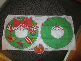 HAPPY HOLIDAY Cotton Cloth Panel for 16&quot; Stuffed Wreath + Bird - $4.95