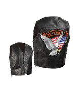 Genuine Leather Biker Vest Hand-Sewn Pebble Grain LIVE TO RIDE Eagle patch - £35.26 GBP+