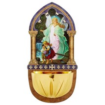 Guardian Angel Lasered Wood Holy Water Font 5&quot; x 2-1/2&quot; - $17.95