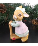 HOMCO Porcelain Girl Bunny Rabbit On A Scooter #1466 - EUC Vintage Sri L... - £4.95 GBP