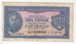Malaya, 10 Cents, 1940, British Administration, P2, XF+, Rarest - $175.98