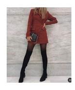 Zara red houndstooth blazer romper sz L NEW - $3,990.93 MXN