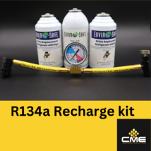 Enviro-Safe R134a Replacement Refrigerant  w/Dye Stop Leak &amp; Gauge - £33.04 GBP