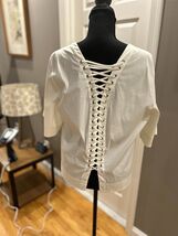 A.L.C. White Short Sleeve Top with Lace-Up Back Detail - $49.50