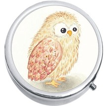Watercolor Owl Medicine Vitamin Compact Pill Box - £7.81 GBP