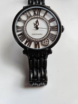 Judith Ripka Women Black W/Mother Of Pearl &amp; CZ Stainless Steel Watch 6.5&quot; - £145.38 GBP