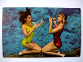 Weeki Wachee Mermaids Florida Postcard Ladies Eats Banana Drink Soda Underwater - £11.84 GBP