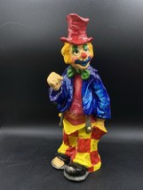 Paper Mache Beautiful Colorful 13&quot; tall Clown Figurine Toes Showing - $49.49