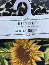 April Cornell Soleil 1pc 17x90” Runner Sunflowers Black,Yellow Green Nwt - £29.20 GBP