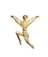 Vintage Gold Tone Men&#39;s Women&#39;s Ballet Dancing Brooch Pin Fashion Jewelry  - £5.31 GBP