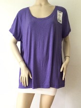 NEW HANES Soft Modal Blend Short Sleeve T-Shirt, Purple (Size 2XL) - £4.76 GBP