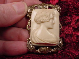 (CM45-10) Unusual Art Deco Style Lady Cameo Pin Pendant Jewelry - £27.00 GBP