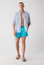 Men&#39;s Turquoise Quick Dry Standard Size Straight Swimwear Marine Shorts ... - £23.60 GBP
