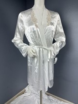 New Linea Donatella White/Ivory Beaded Embellished Satin Short Robe Sz S/M - £19.08 GBP