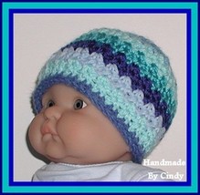 Baby Boys Beanie Hat Sky Light Royal Blue Turquoise Aqua Newborn 0-6 Months - $9.95