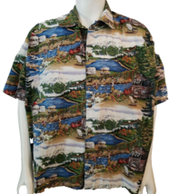 All Over Print Shirt Mens 2XL Cotton Scenic Lake Campground Short Sleeve... - $14.38