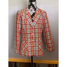 Vintage 70s JBJ Plaid Seersucker Blazer Women Size 13/14 Multicolor - $25.69